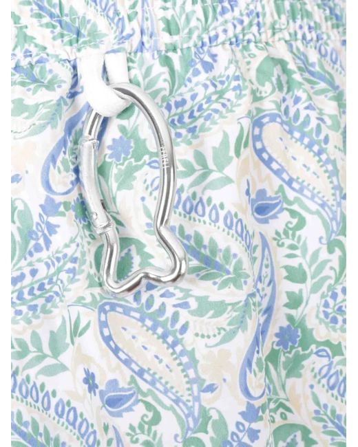 Fedeli Blue Floral-Print Swim Shorts for men