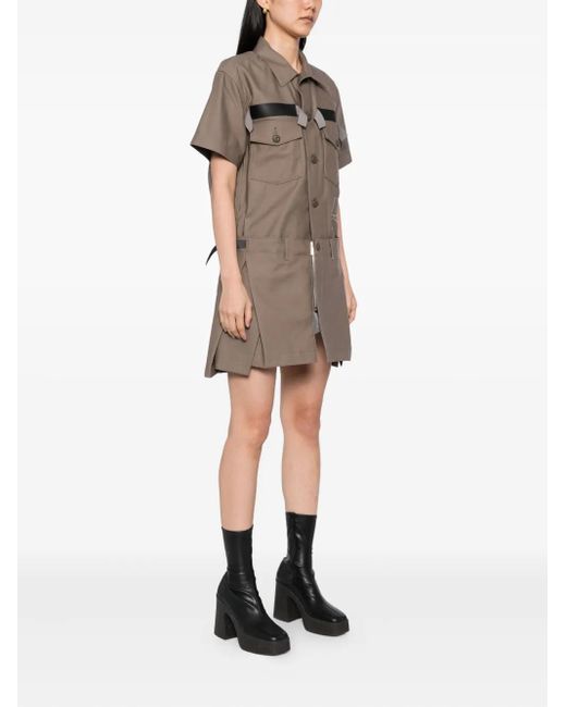 Sacai Brown X Wtaps Cotton Shirt Dress