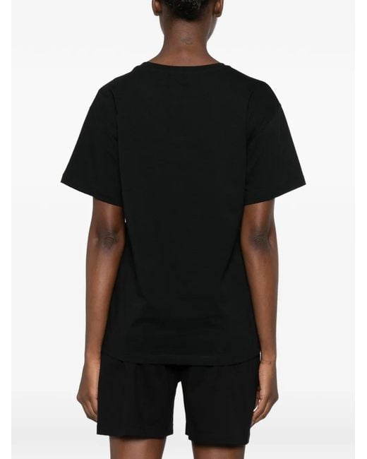 Marc Ellis Black Sequin-Embellished Logo-Print T-Shirt