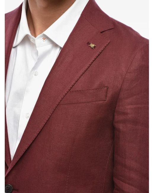 Corneliani Red Single-Breasted Linen Blazer for men