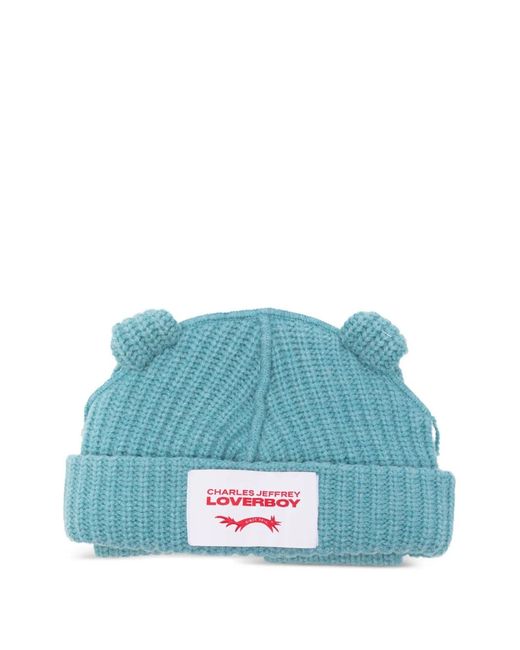 Charles Jeffrey Blue Rabbit Chunky-Knit Beanie Hat