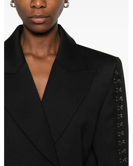 Nissa Black Embellished Double-Breasted Jacket