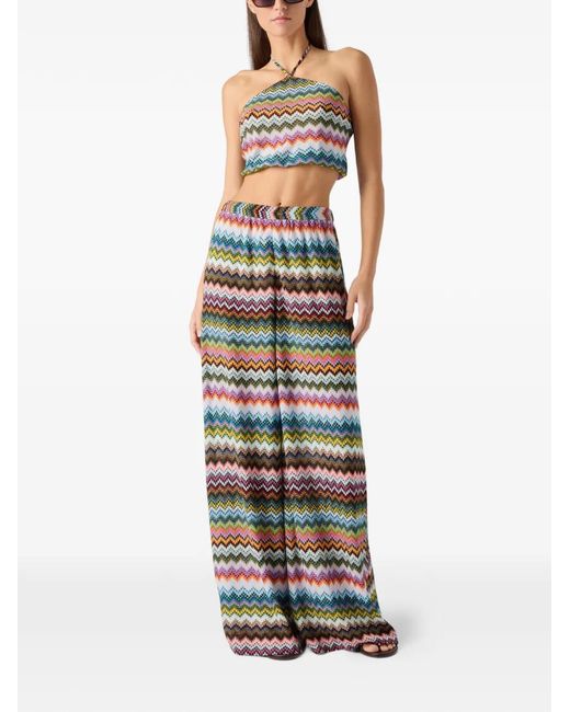 Missoni White Zigzag-Pattern Halter-Neck Top