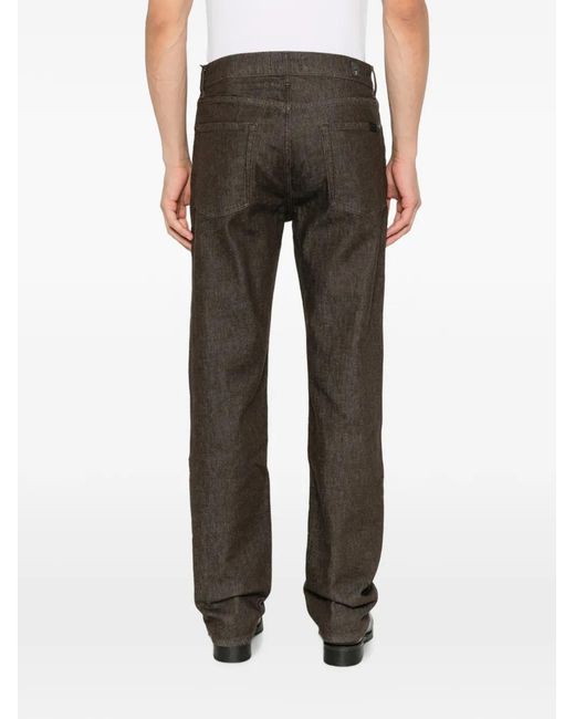 7 For All Mankind Gray Straight-Leg Five-Pocket Jeans for men
