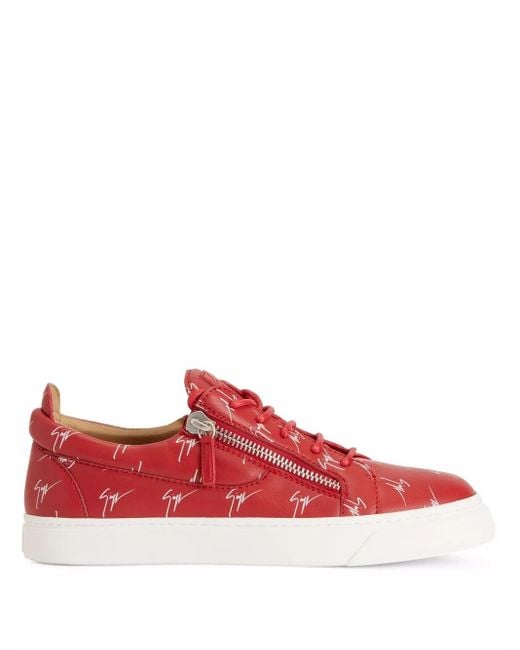 Giuseppe Zanotti Red Frankie Signature Double-Zip Low-Top Sneakers for men