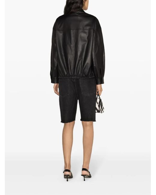 Liska Black Zip-Up Leather Jacket