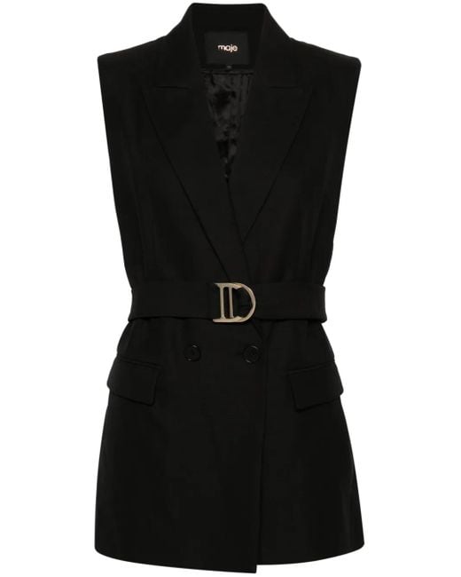 Maje Black Doppelreihiger Blazer Ohne Ärmel