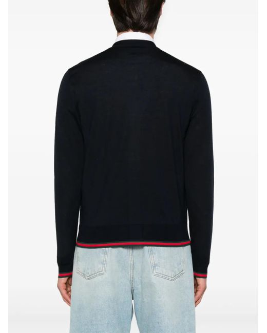 Gucci Truien & Vesten ,Blauw ,Wol Midnight Cardigan Met Voorknoppen in het Black voor heren