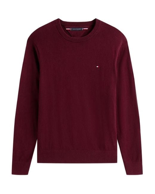 Tommy Hilfiger Trui Met Geborduurd Logo En Ronde Hals in het Red voor heren