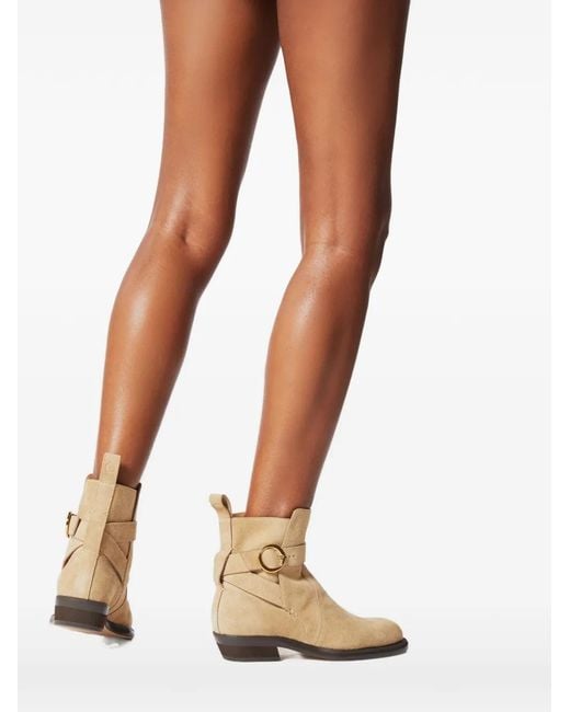 Odissi Brown Ornella Ankle Strap Suede Boots