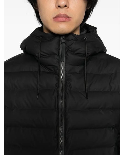Rains Black Logo-Patch Jacket for men