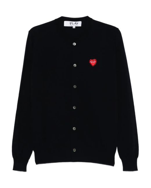 COMME DES GARÇONS PLAY Black Heart-Emblem Rhinestone-Embellishment Cardigan