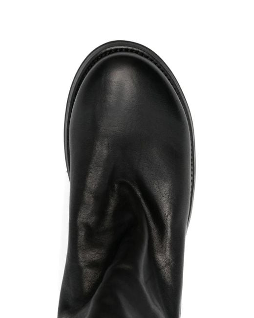 shotof Black Side-Zip Leather Boots for men