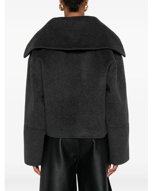 Nanushka Black Oversize-Collar Sweater