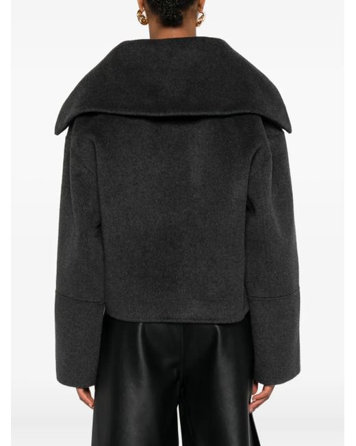Nanushka Black Oversize-Collar Sweater