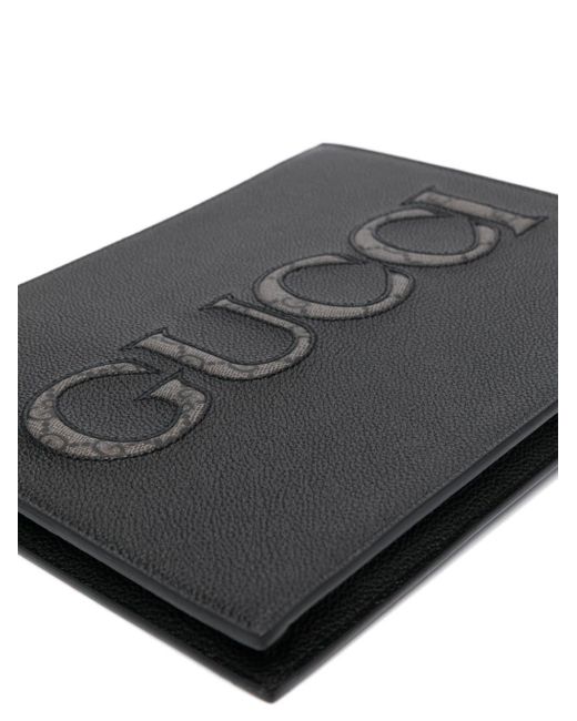 Gucci Clutch aus strukturiertem Leder mit Logo in Black für Herren