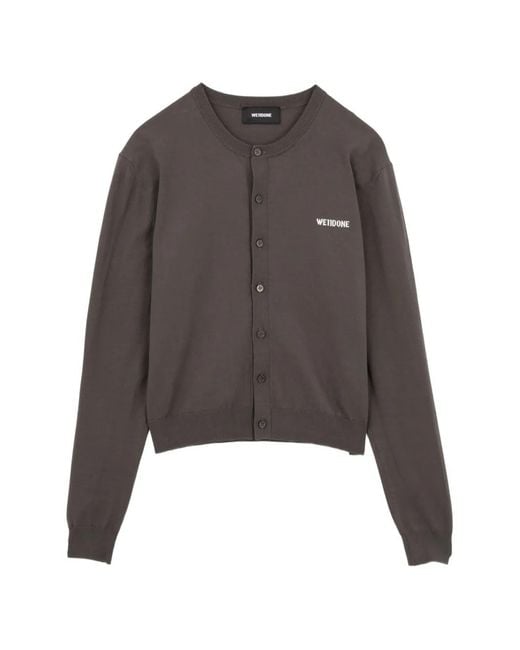we11done Brown Crew-Neck Long-Sleeve Cardigan