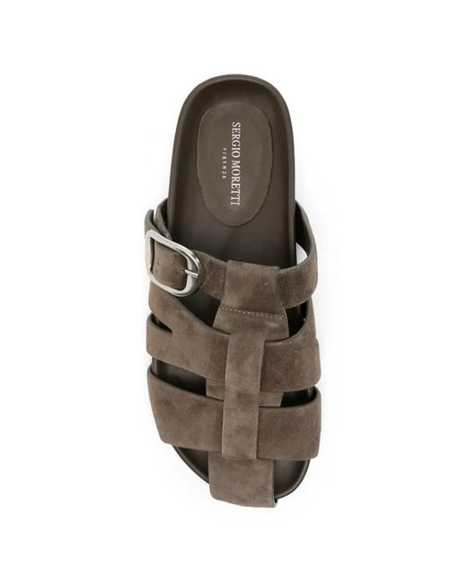 SERGIO MORETTI FIRENZE Brown Buckle-Fastening Caged Sandals