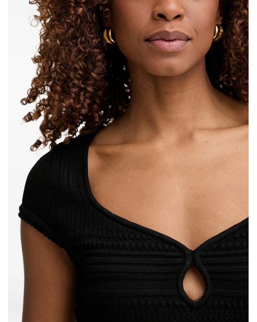 Guess Black Pointelle-Knit Keyhole Mini Dress