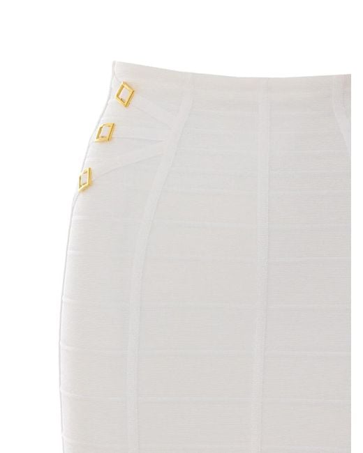 Elisabetta Franchi White Buckle-Embellishment Midi Skirt