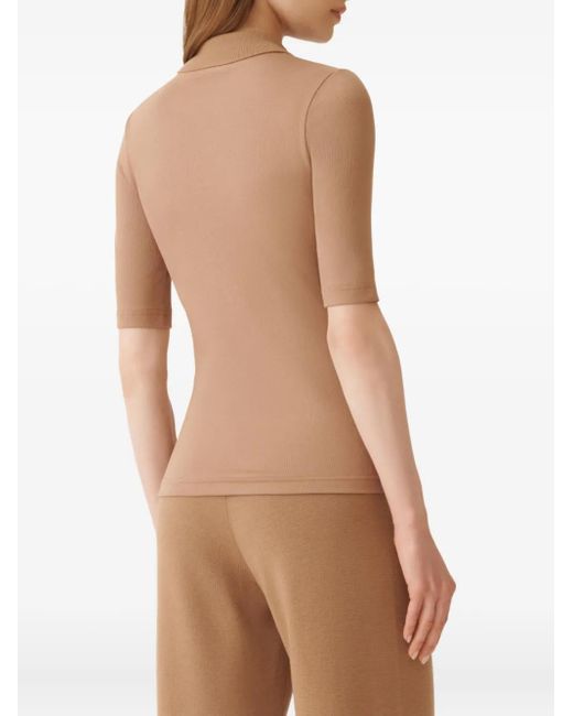 Fabiana Filippi Natural Short Sleeve T-Shirt With Knit Collar