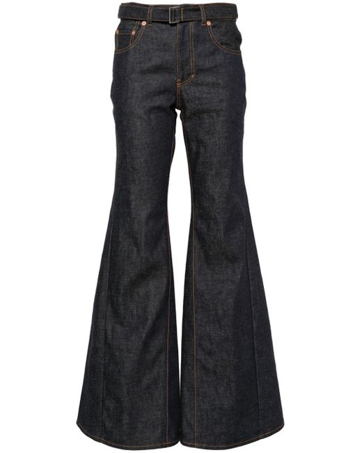 Sacai Blue Mid-rise Bootcut Jeans
