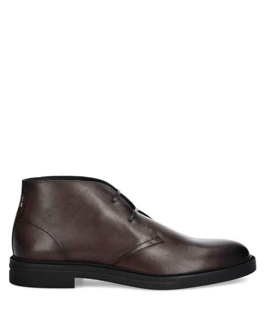 Boss Brown Calev Leather Desert Boots for men
