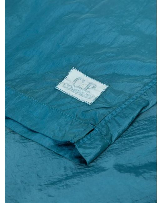 C P Company Blue Logo-Patch Swim Shirts for men