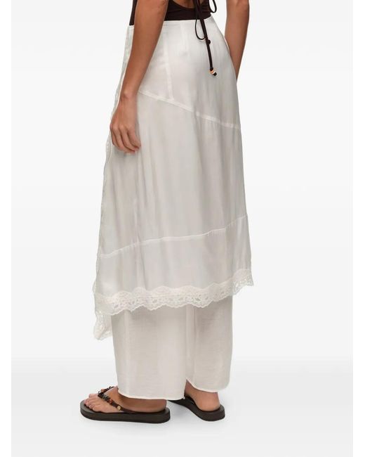 Bimba Y Lola White Lace-Trim Asymmetric Skort Trousers