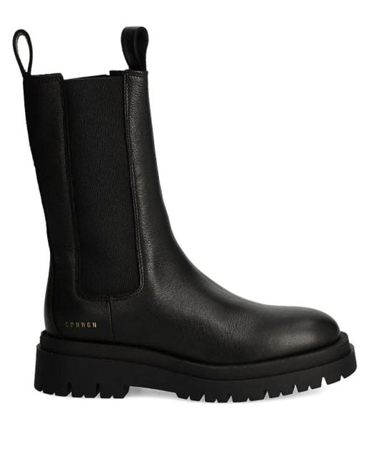 COPENHAGEN Black Elastic-Panelled Lug-Sole Boots