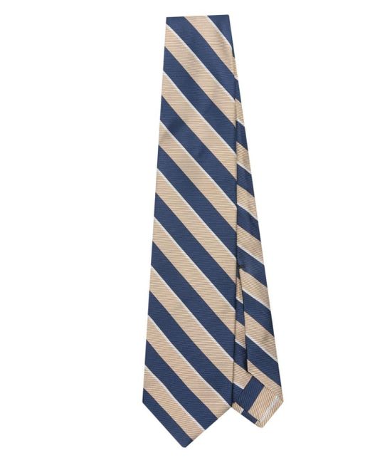 Barba Napoli Blue Stripe-pattern Silk Tie for men