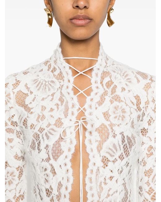 MANURI White Sally Lace Midi Dress
