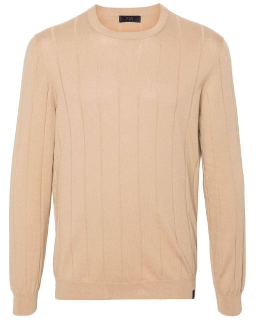 Fay Natural Wide-ribbed Cotton Jumper for men