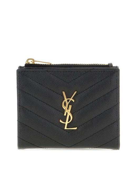 Saint Laurent Chevron-embossed Wallet Black