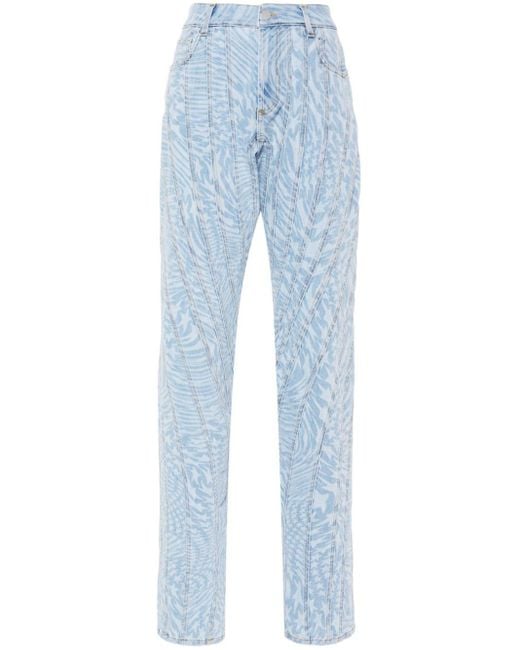 Mugler Blue Tapered-Jeans mit Sterne-Print