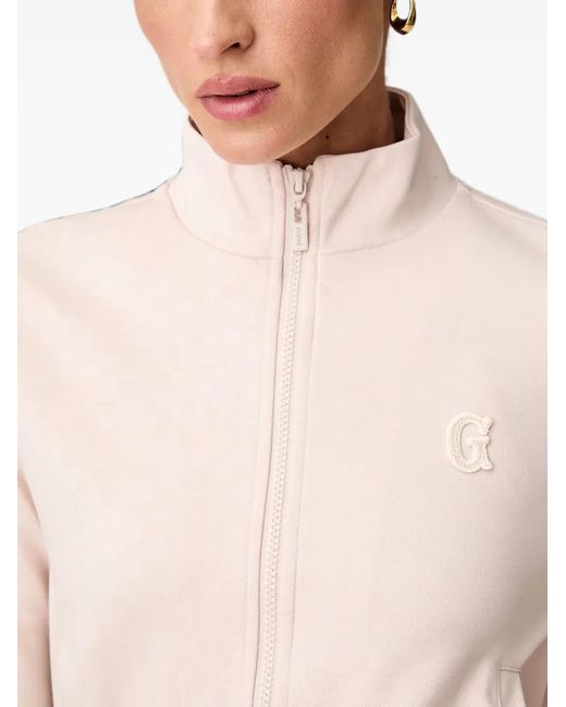 Guess Natural Logo-Patch Zip-Up Jacket