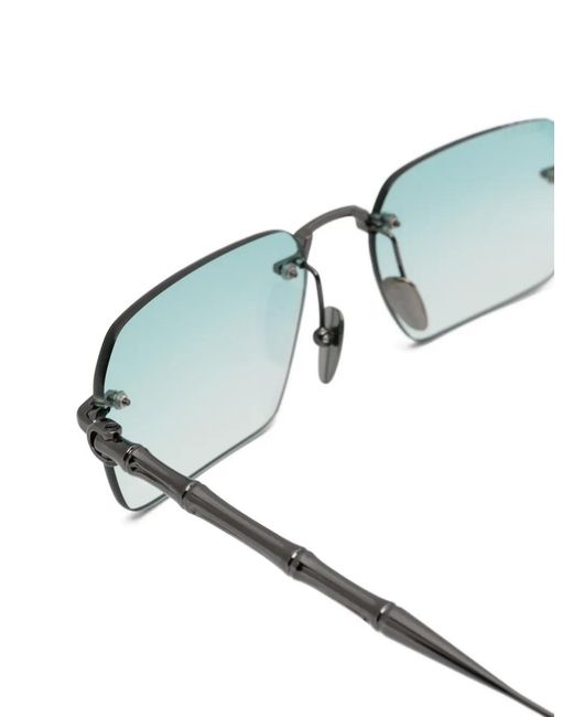 Gucci Green Bamboo-Effect Rimless Rectangle-Frame Sunglasses