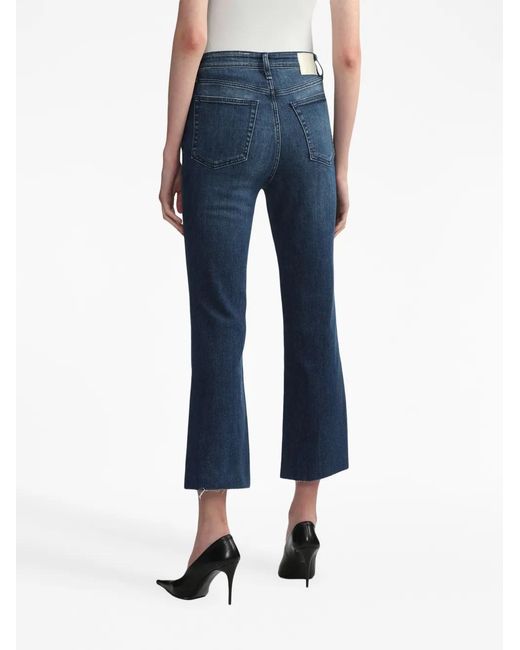 Rag & Bone Blue High-Rise Cropped Jeans