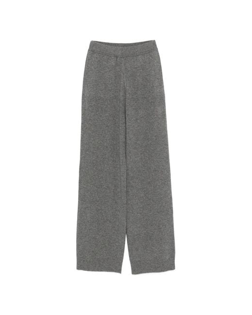 Malo Gray Cashmere Wide-Leg Trousers