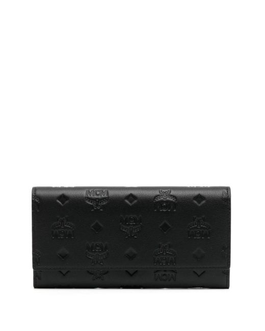 Mcm Large Aren embossed-monogram Leather Wallet - Black