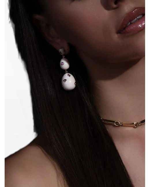 Bibi Van Der Velden White Pop Art Sapphire Earrings