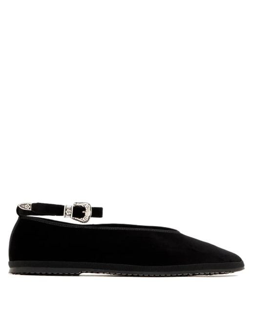 Capulet Black Buckle-embellished velvet flats