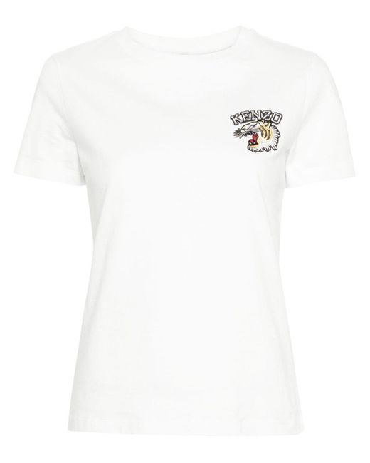 KENZO White Tiger Varsity T-Shirt aus Bio-Baumwolle