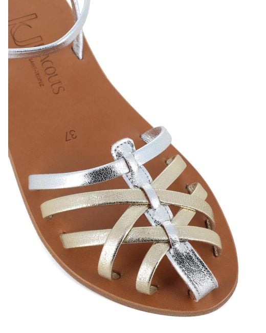 K. Jacques White Caicea Ankle-Strap Braided Leather Sandals