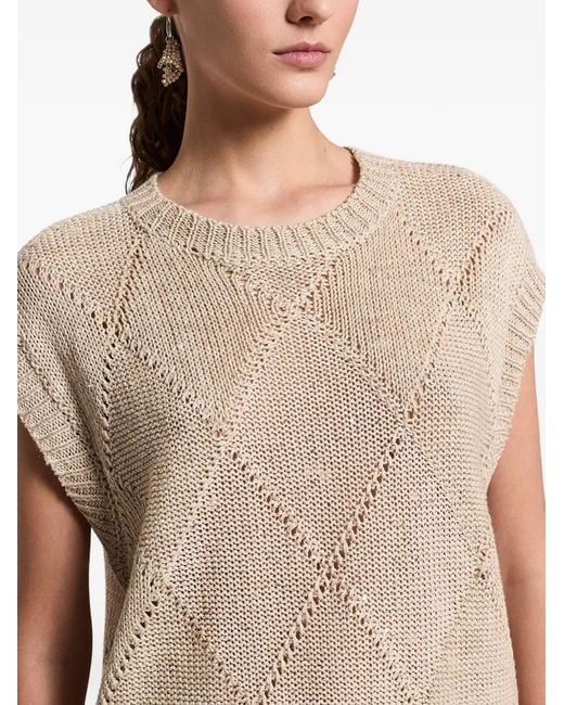 Peserico Blue Sequinned Open-Knit Vest