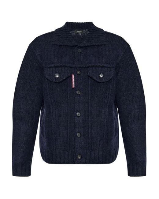 メンズ DSquared² ロゴ カーディガン Blue