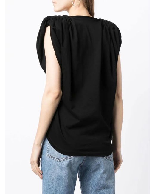 Alexander Wang Black Draped Shoulder Sleeveless Top Clothing