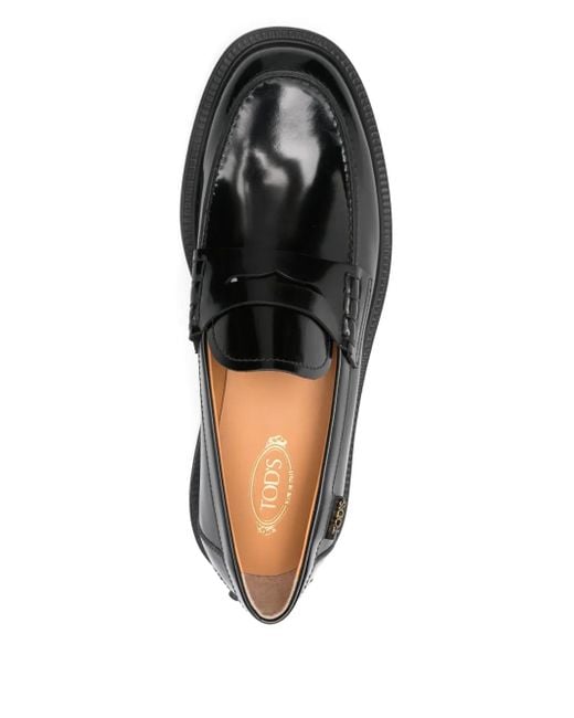 Tod's Black Penny-Strap Leather Loafers