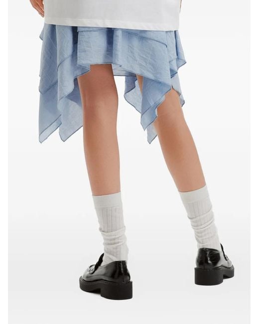B+ AB Blue Tiered Asymmetric Short Skirt