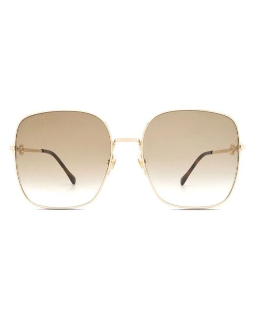 Gucci Natural Horsebit-Embellished Oversized Sunglasses